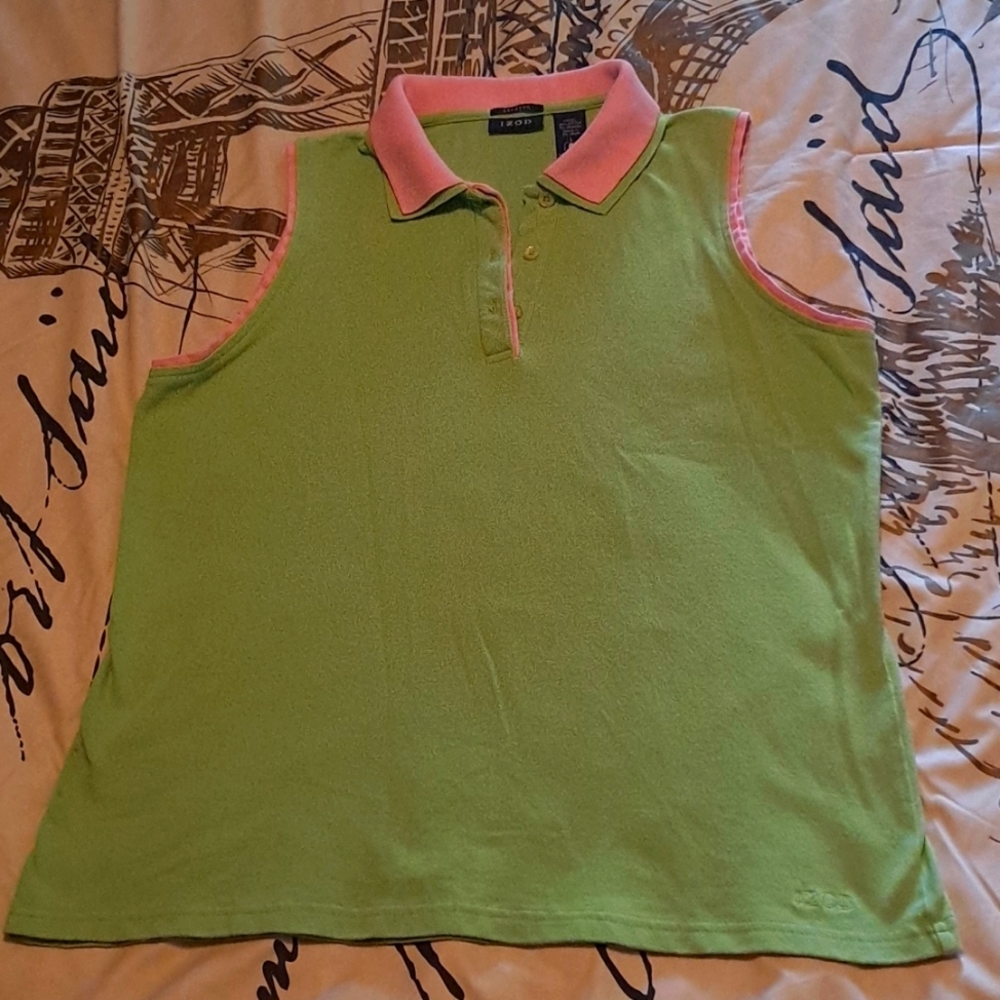 IZOD Stretch Collard Sleeveless Golf Shirt in LG